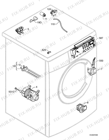 Взрыв-схема стиральной машины Zanussi Electrolux ZWF12280W - Схема узла Electrical equipment 268